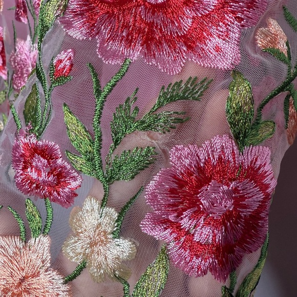 For Love and Lemons Luna Mini Dress embroidered Floral Pink - XS - Picture 11 of 15